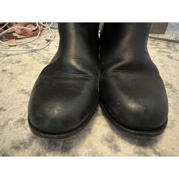 Tory Burch Black Leather Jess Riding Boots Gold Tone Heel Stirrup 7.5 - Picture 9 of 11